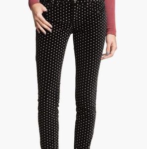 Free People Velvet polka dot skinny jeans